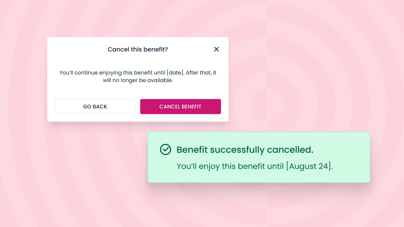 Image of membership cancellation functionality on Ticketsolve customer account