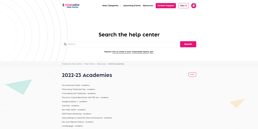 a screenshot of the Ticketsolve Help Centre academies page