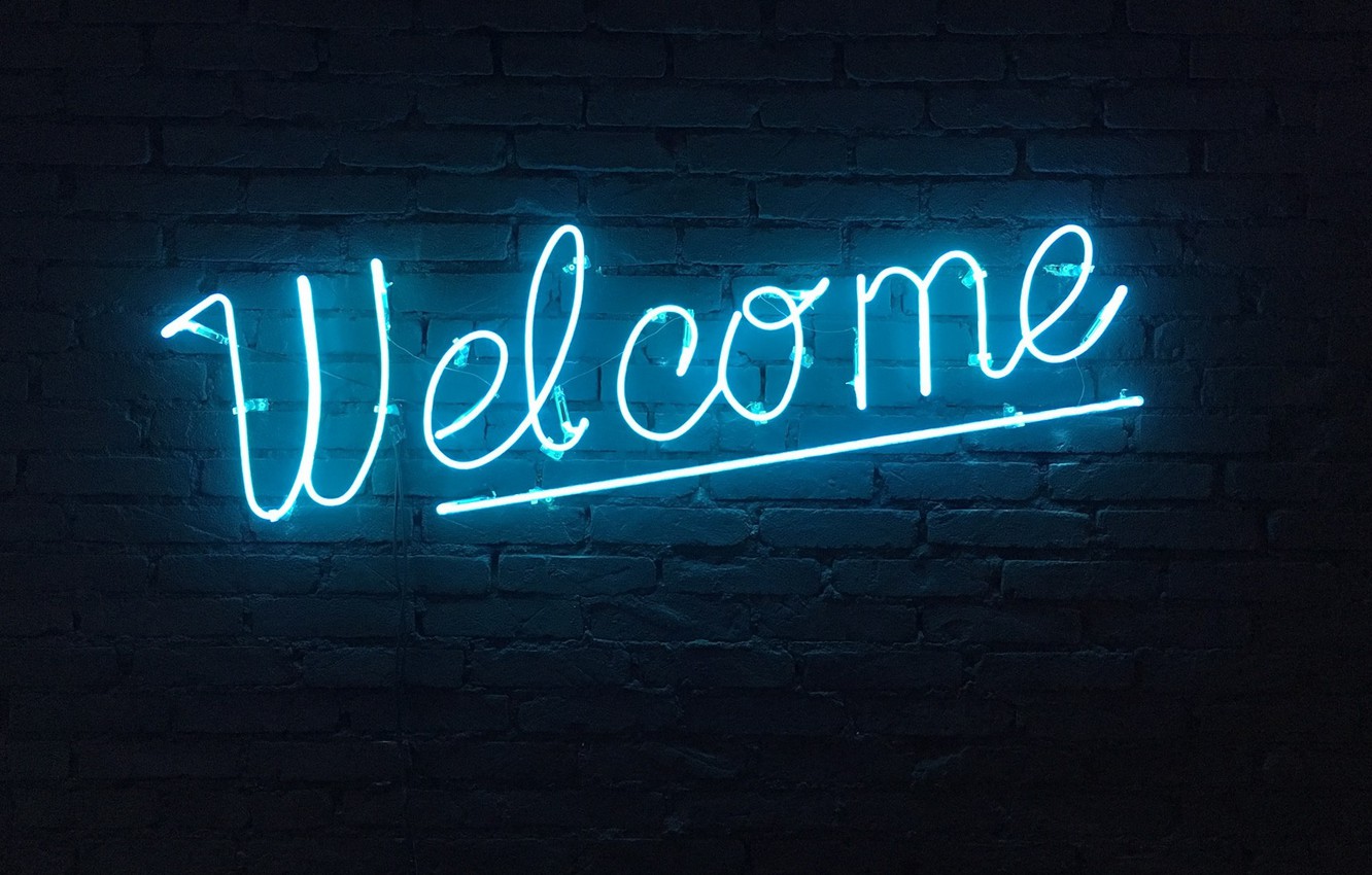 welcome neon sign